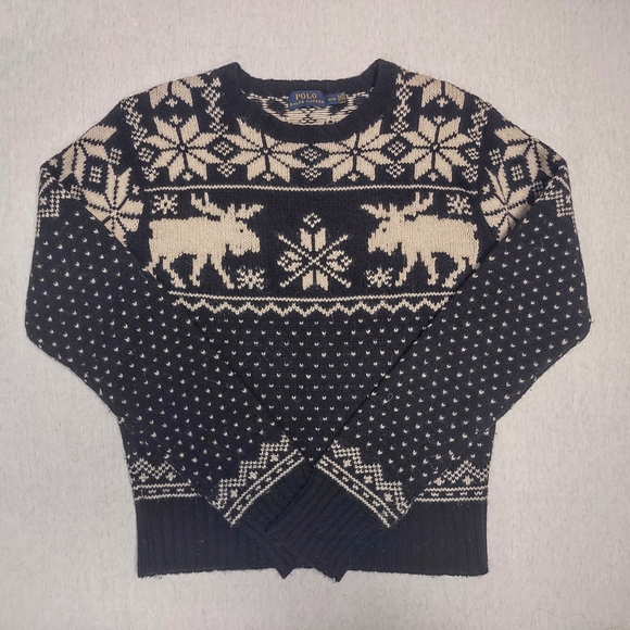 RARE Vintage Ralph Lauren Moose Nordic Pullover Men's Sweater| Medium| Black - Picture 3 of 10